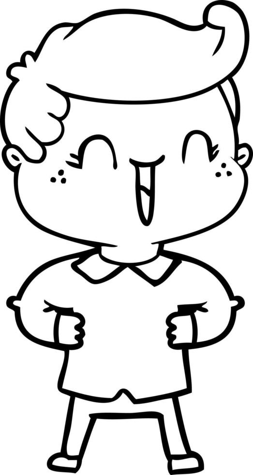 cartoon laughing boy with hands on hips vector