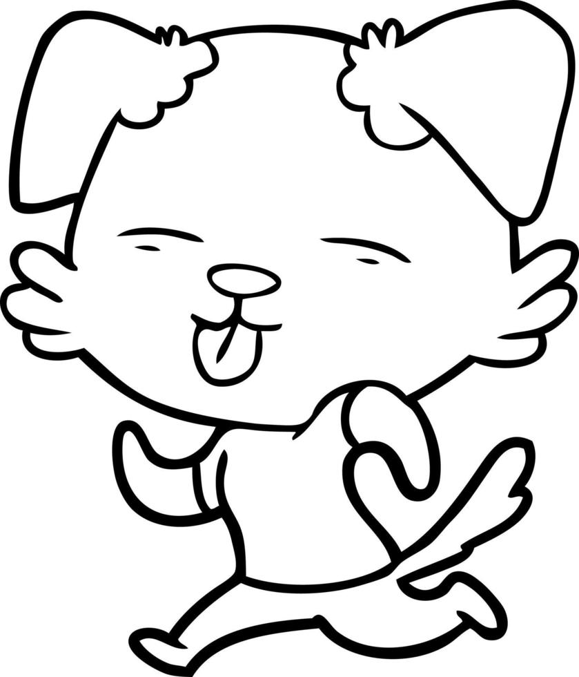 cartoon running dog sticking out tongue vector