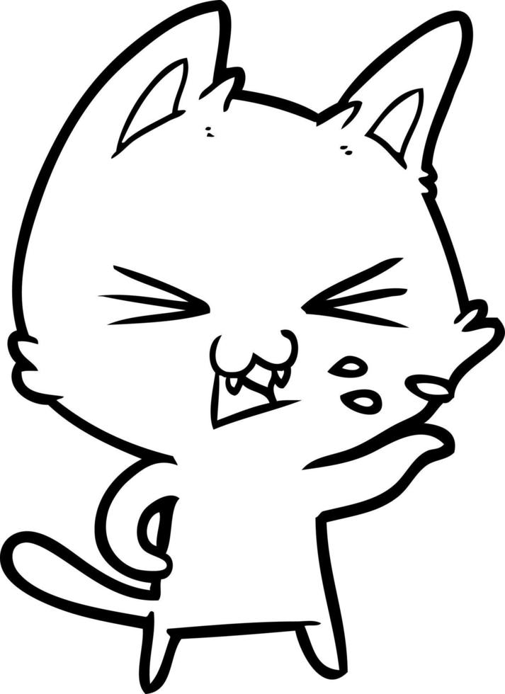 cartoon cat hissing vector