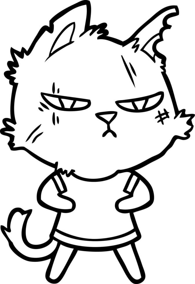 tough cartoon cat vector