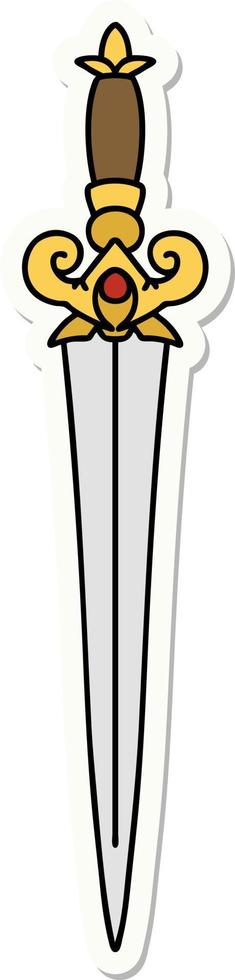 tattoo style sticker of dagger vector