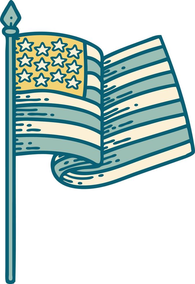 icono de estilo tatuaje de la bandera americana vector