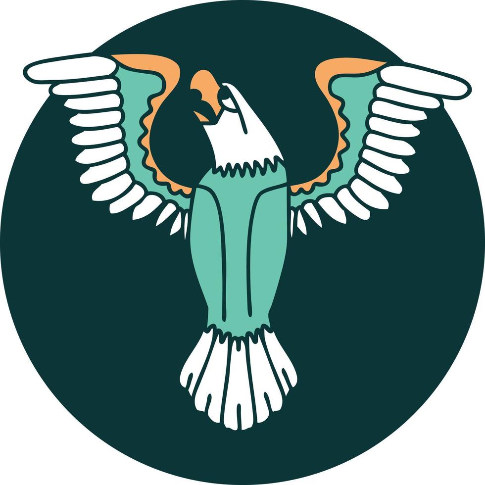icono de estilo tatuaje de un águila americana vector