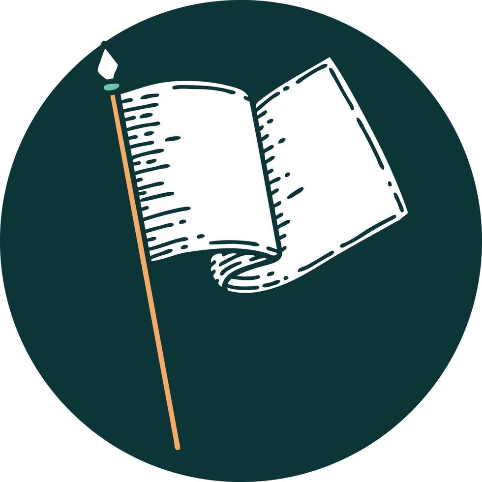 tattoo style icon of a white flag vector