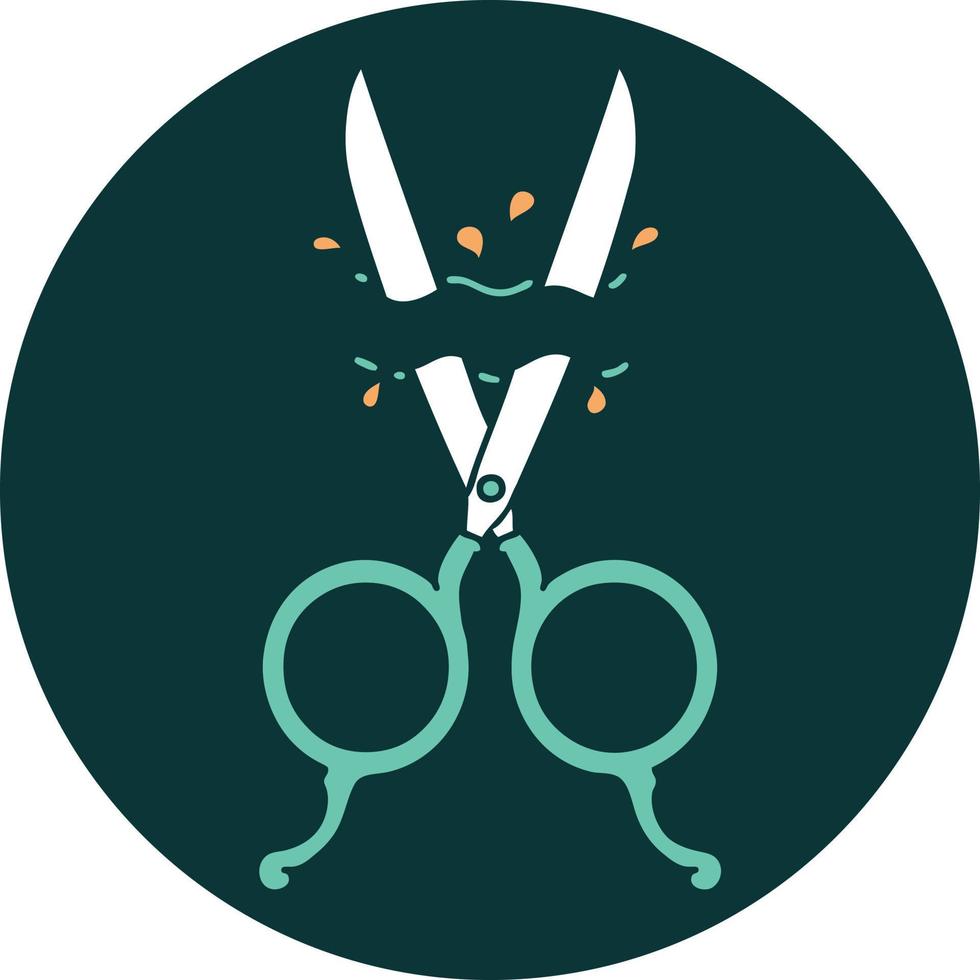 tattoo style icon of barber scissors vector