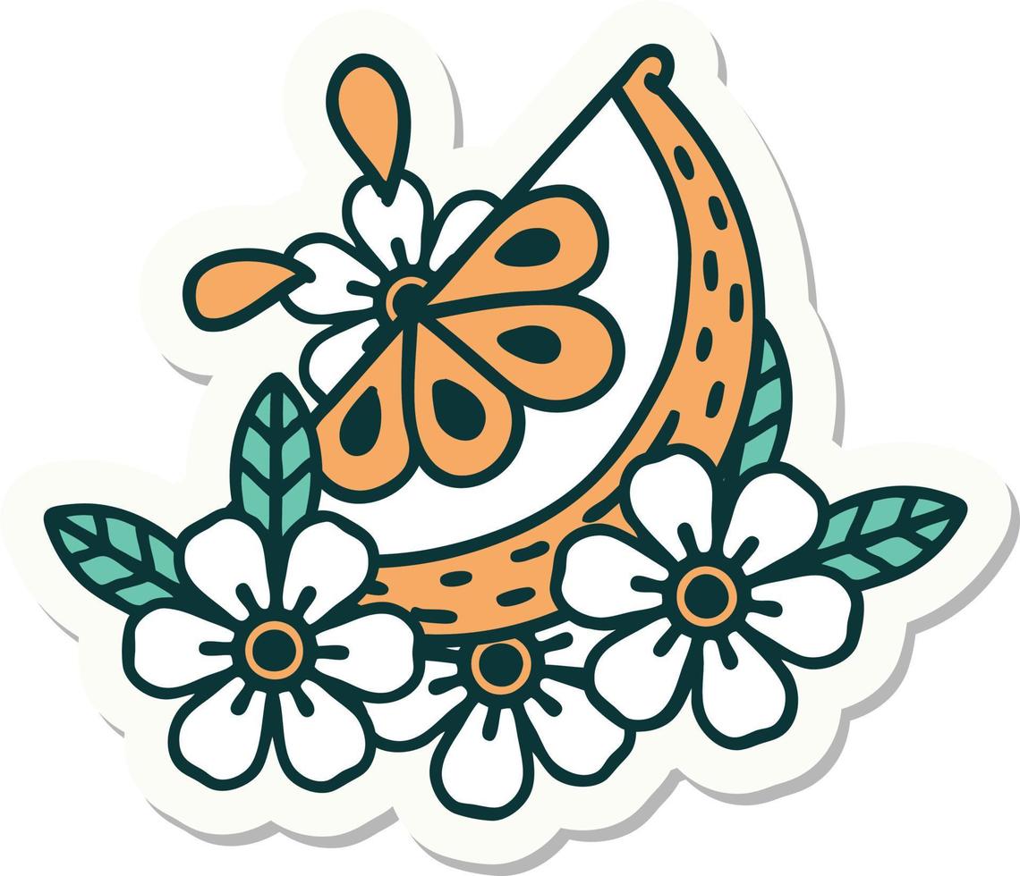 sticker of tattoo in traditional style of a decorative lemon vector