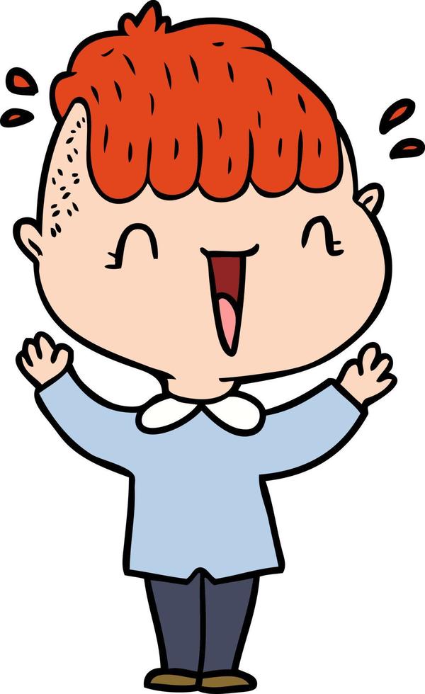 cartoon happy boy surprised vector