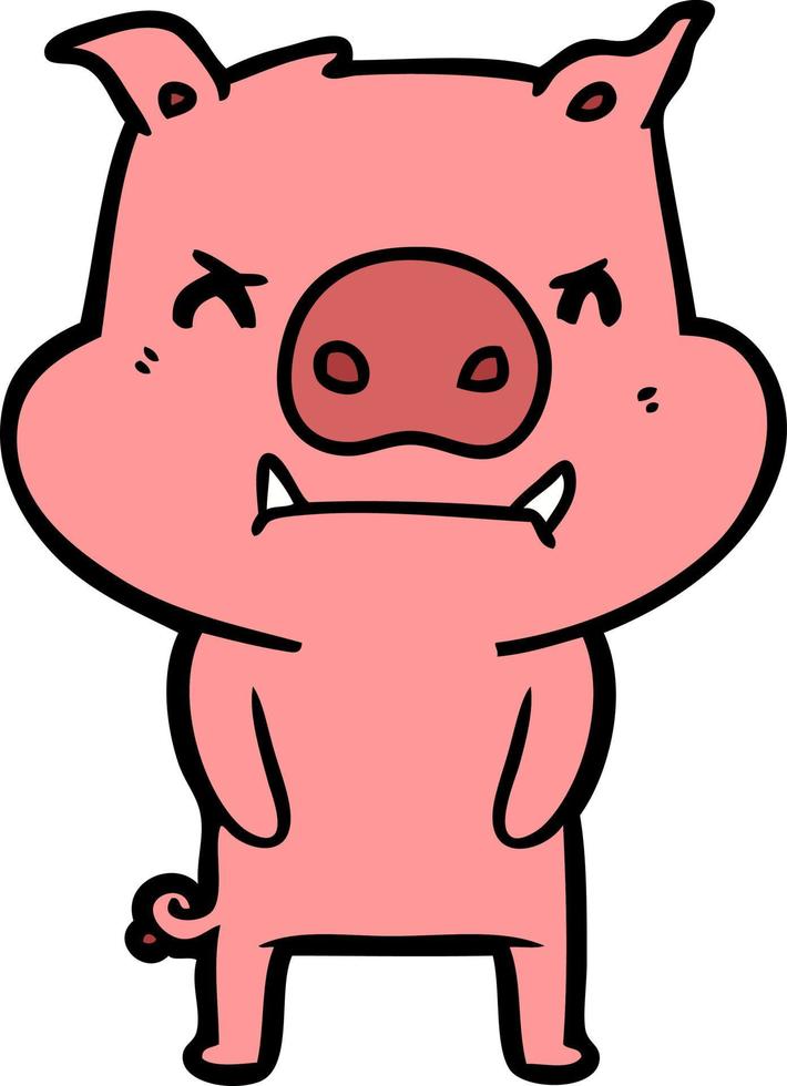 angry cartoon pig vector