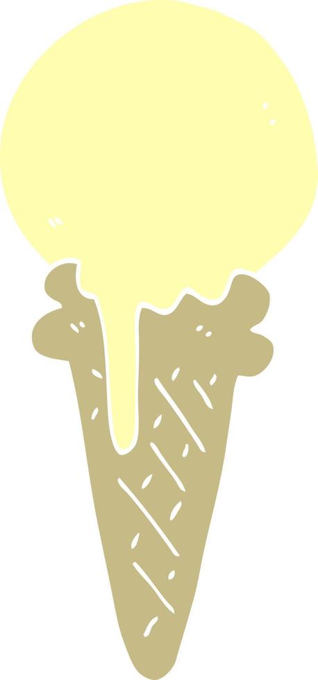 flat color illustration cartoon ice cream cone vector