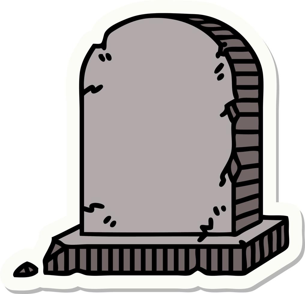 sticker of tattoo in traditional style of a grave stone vector