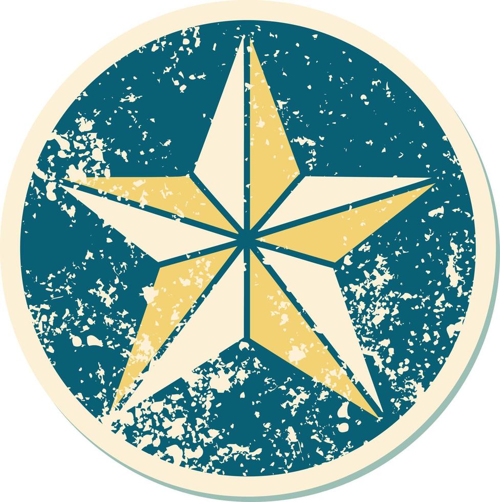 iconic distressed sticker tattoo style image of a star vector