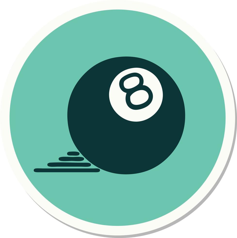 sticker of tattoo in traditional style of 8 ball vector