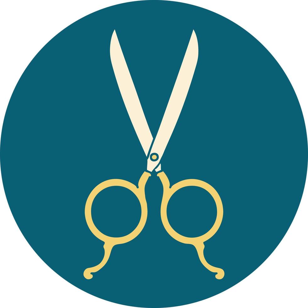 iconic tattoo style image of barber scissors vector