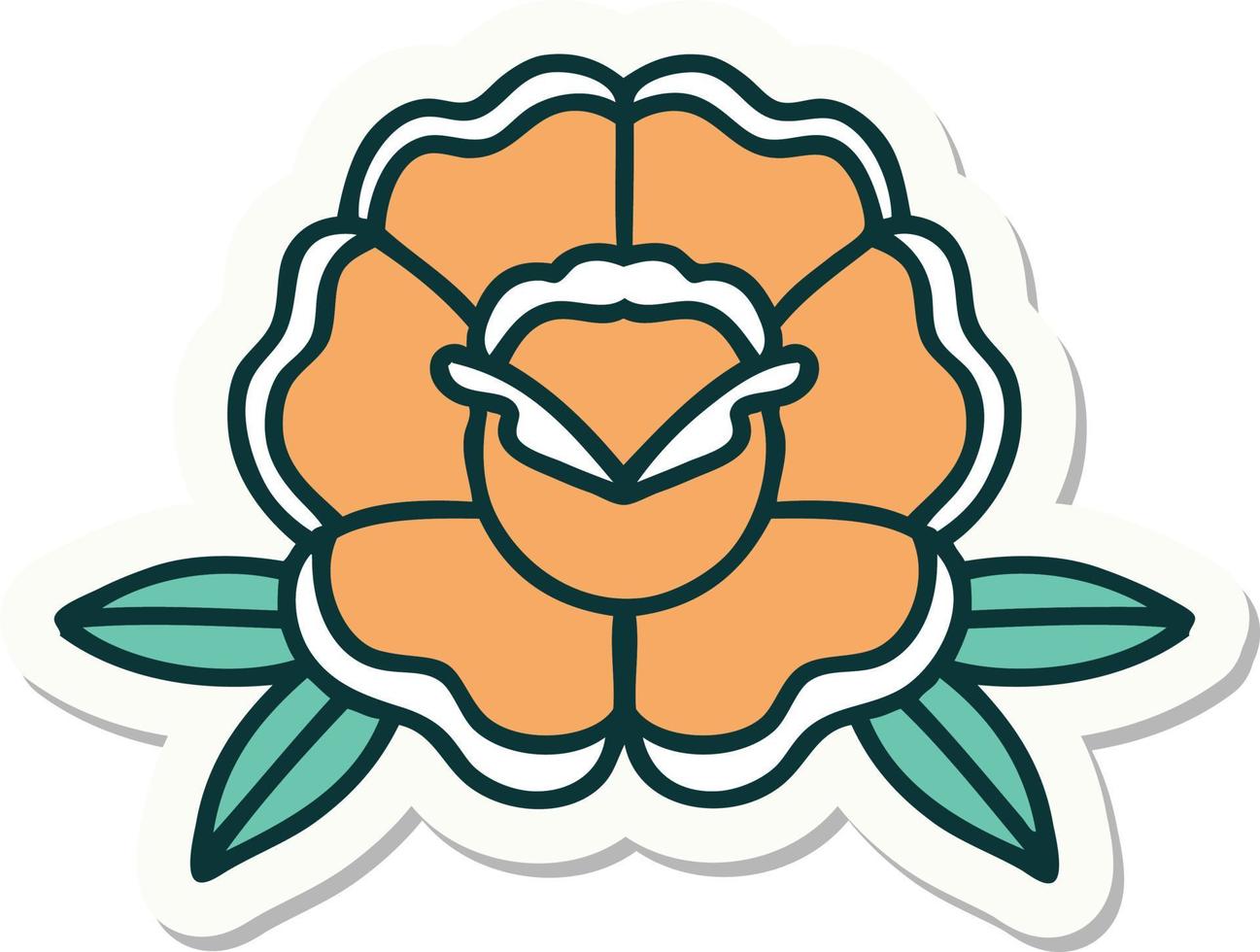 sticker of tattoo in traditional style of a flower vector