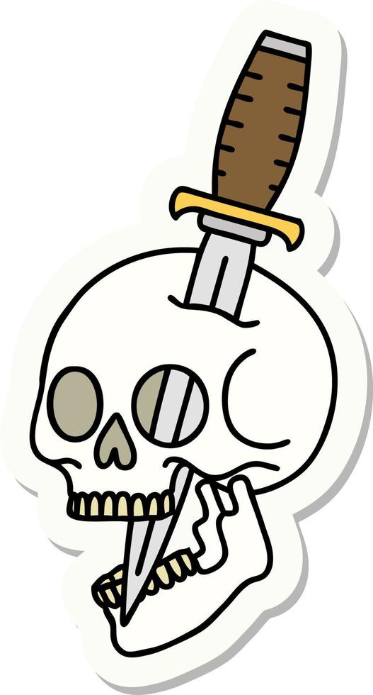 sticker of tattoo in traditional style of a skull vector