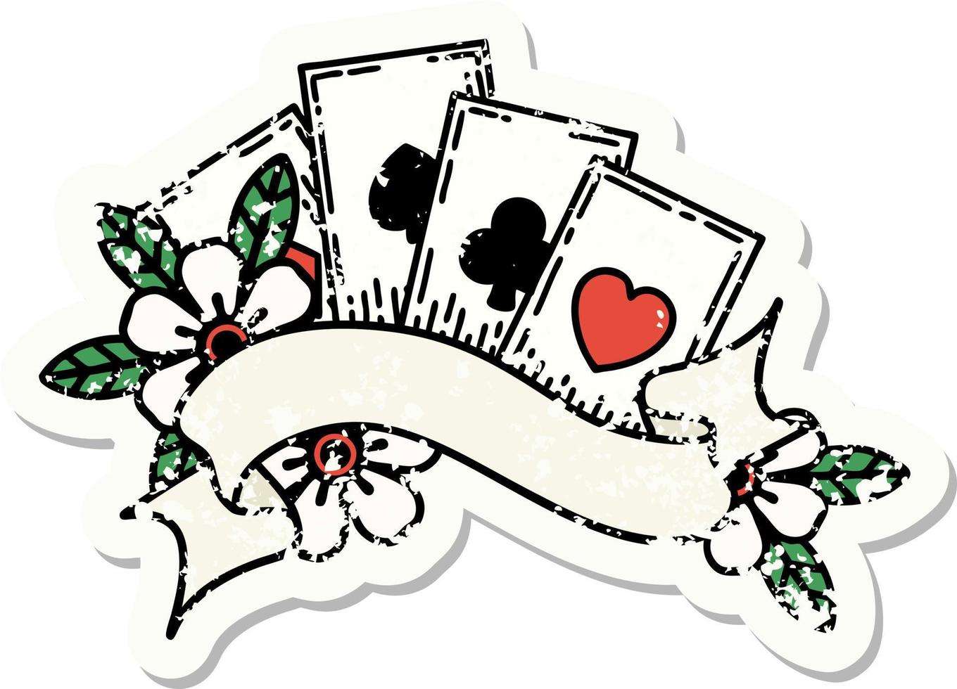 distressed sticker tattoo in traditional style of cards and banner vector