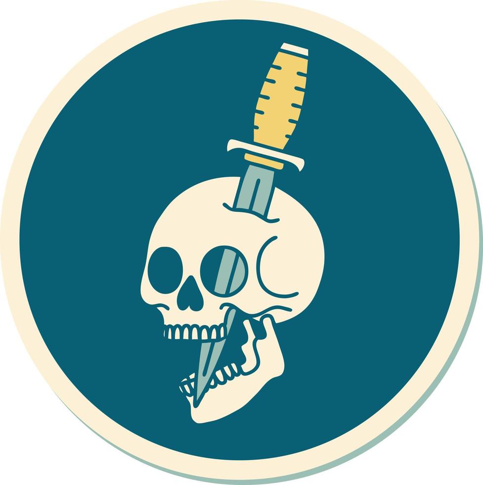 sticker of tattoo in traditional style of a skull vector