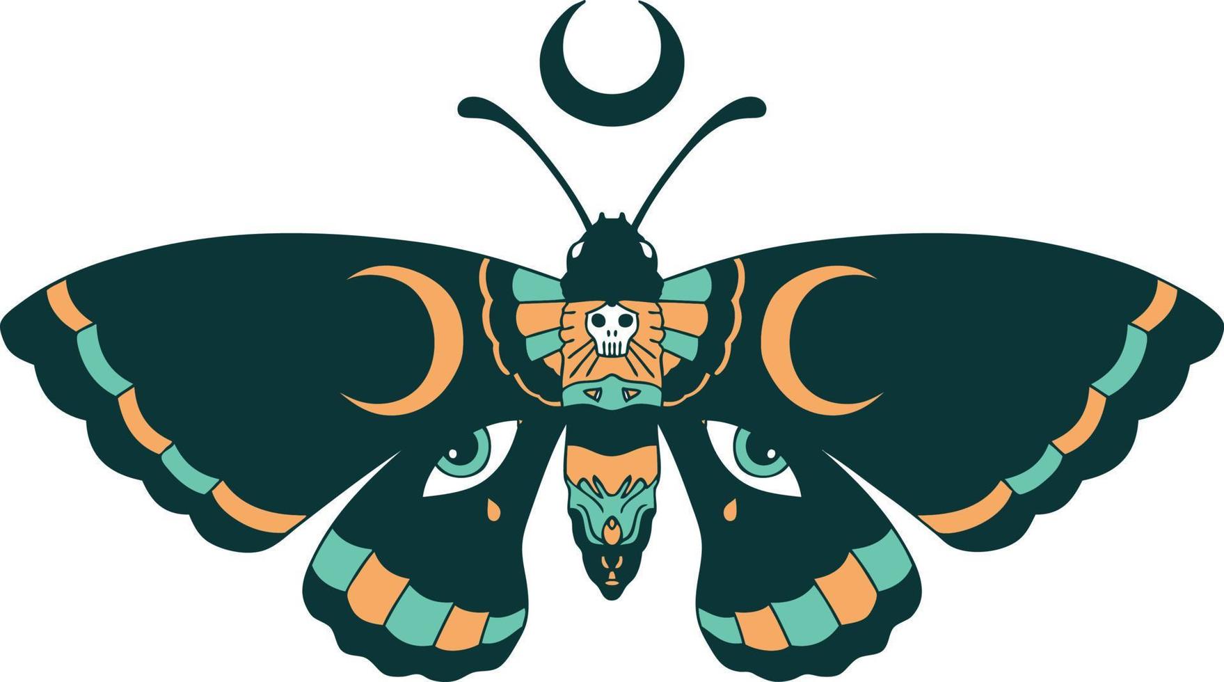 iconic tattoo style image of a moth vector