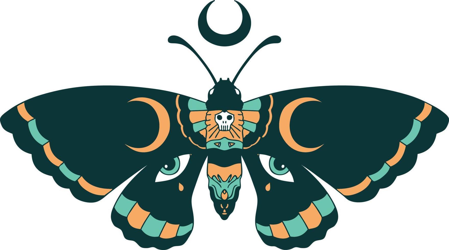 iconic tattoo style image of a moth vector