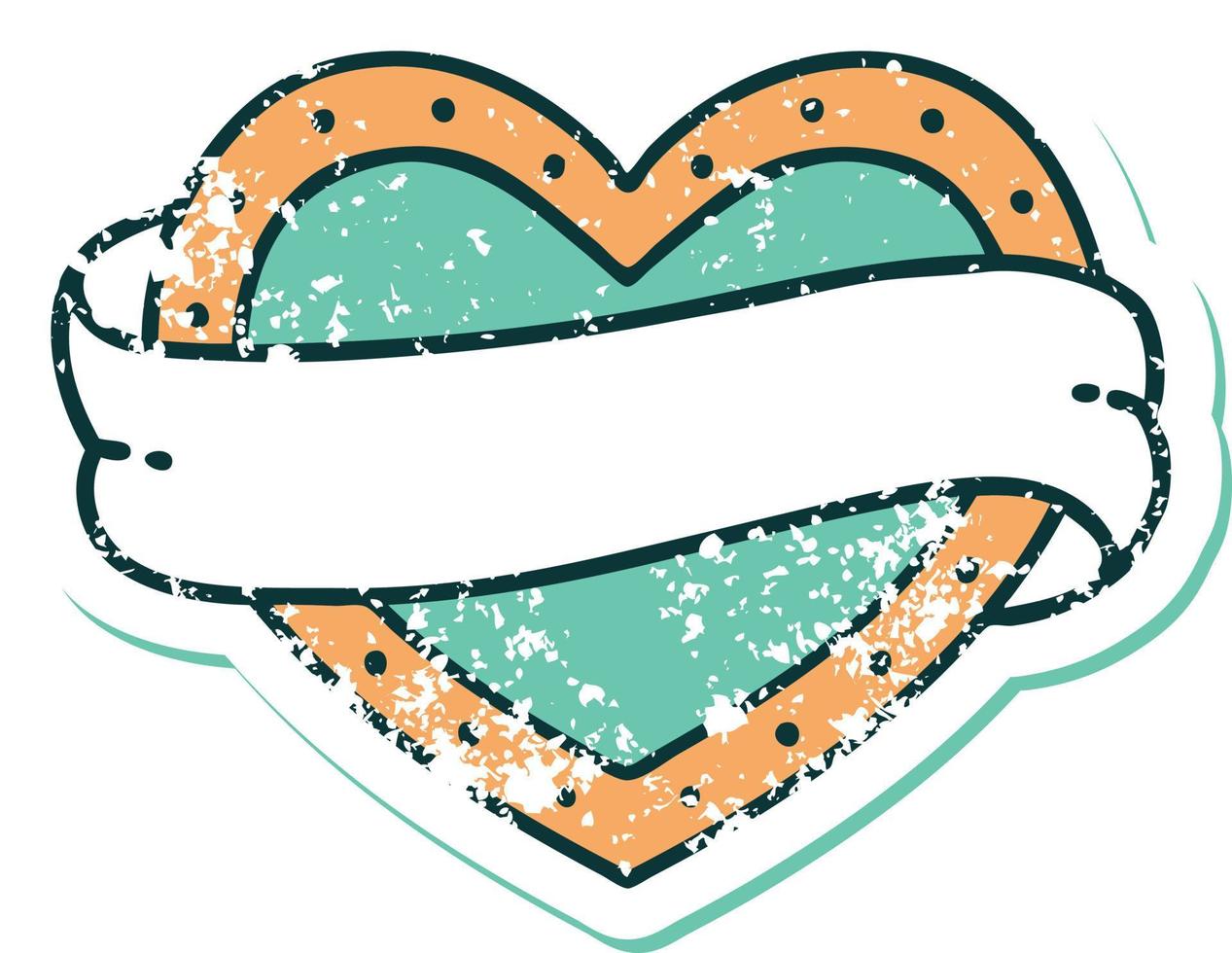 iconic distressed sticker tattoo style image of a heart and banner vector