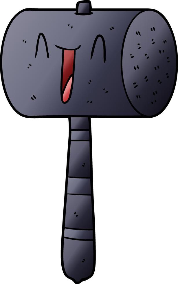 cartoon doodle character hammer vector