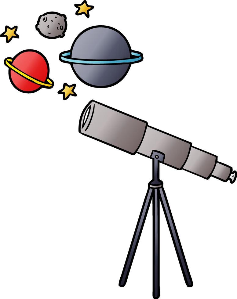 cartoon doodle telescope design vector