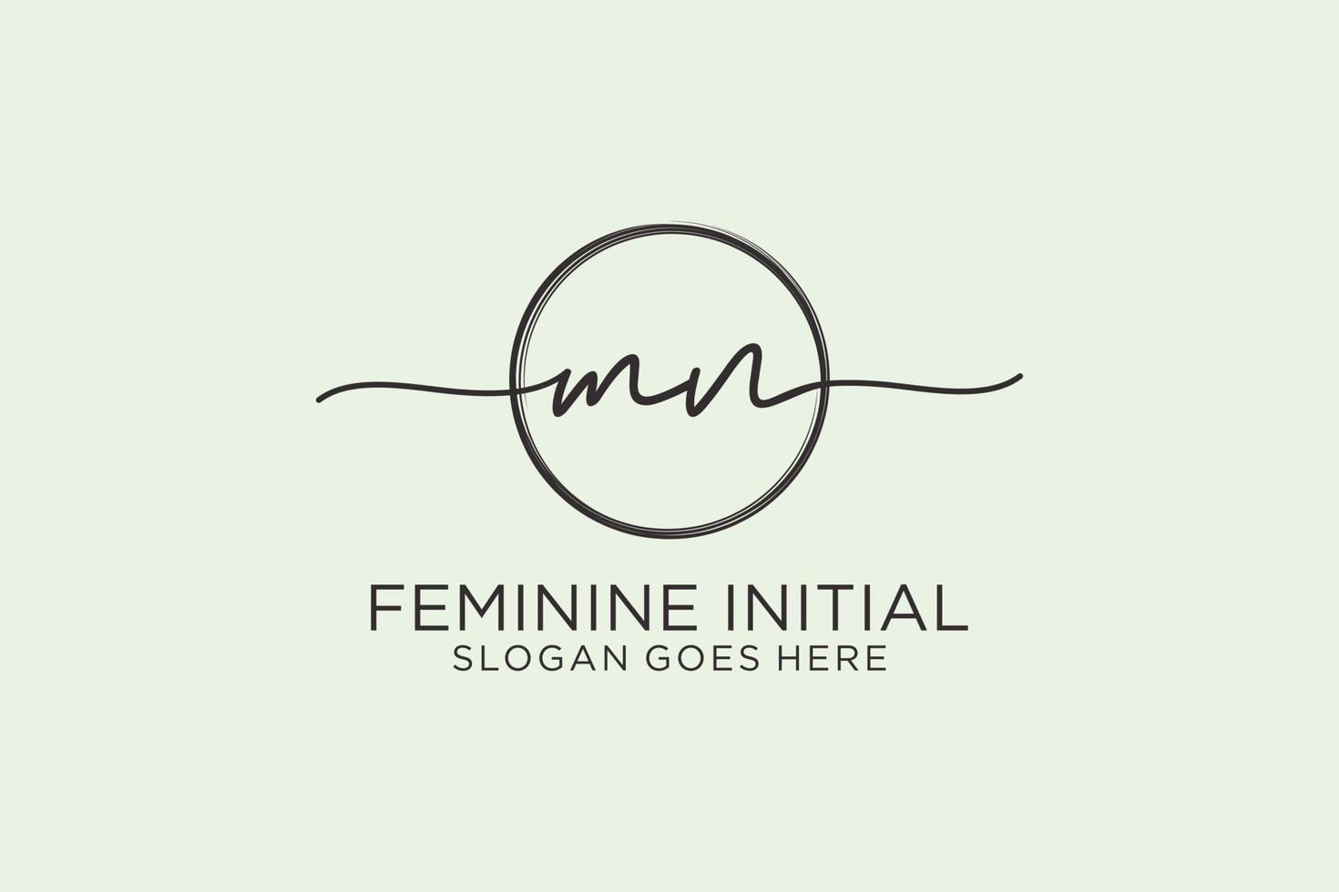 Initial MN handwriting logo with circle template vector logo of initial signature, wedding, fashion, floral and botanical with creative template.