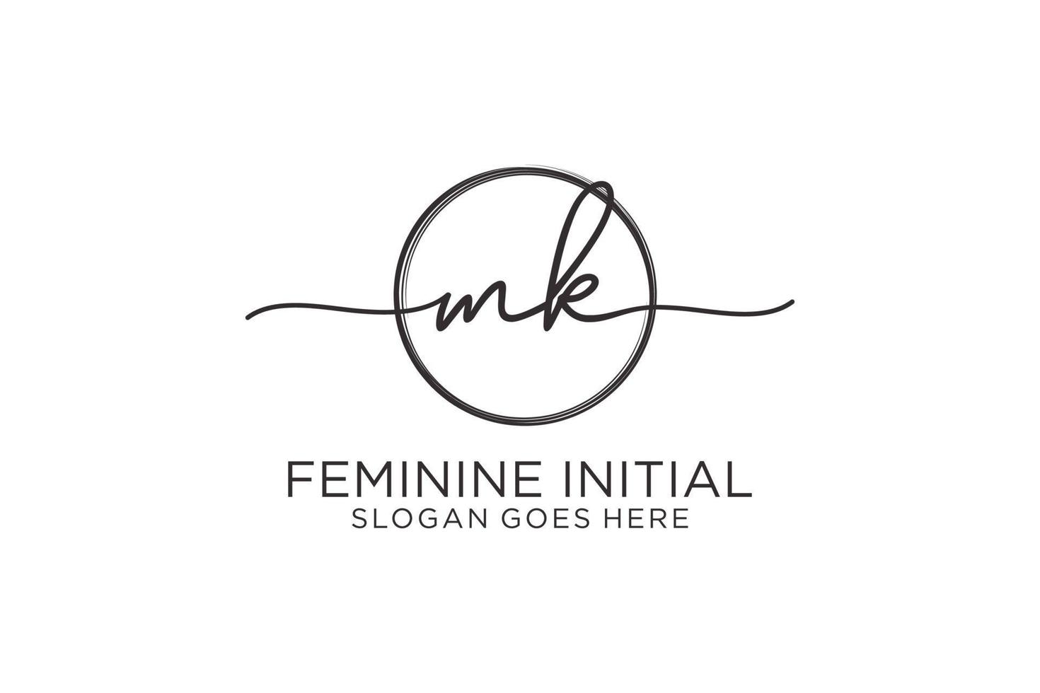 Initial MK handwriting logo with circle template vector logo of initial signature, wedding, fashion, floral and botanical with creative template.