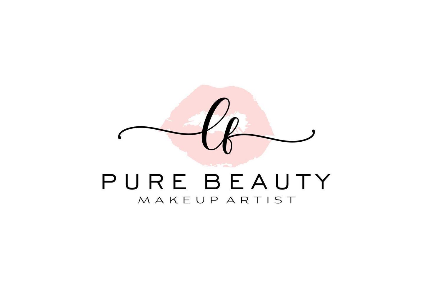 Initial LF Watercolor Lips Premade Logo Design, Logo for Makeup Artist Business Branding, Blush Beauty Boutique Logo Design, Calligraphy Logo with creative template. vector