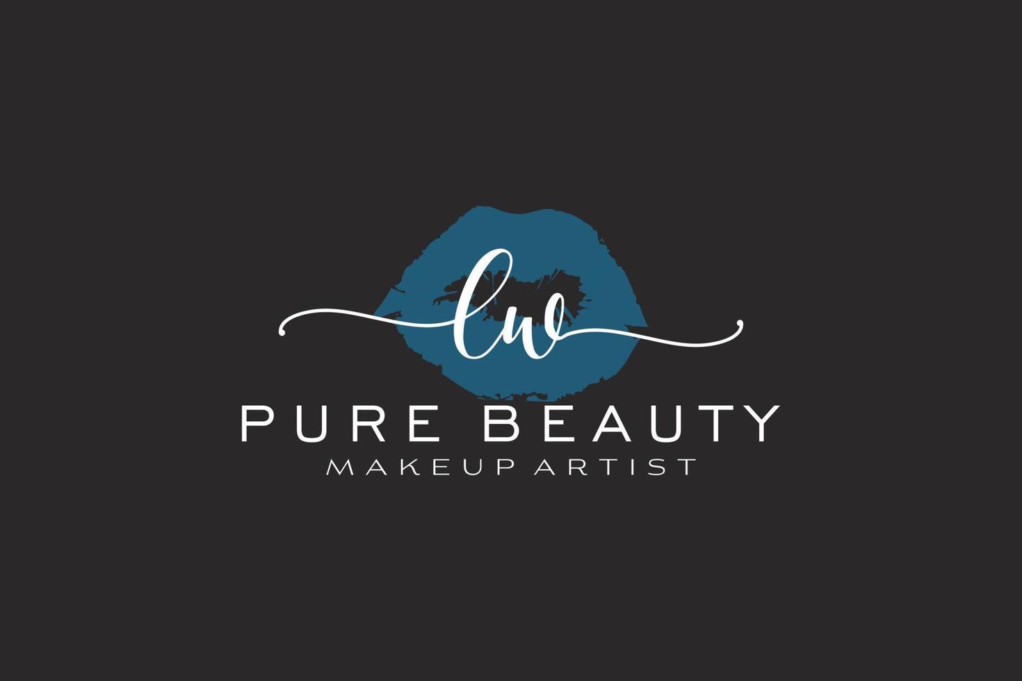 Initial LW Watercolor Lips Premade Logo Design, Logo for Makeup Artist Business Branding, Blush Beauty Boutique Logo Design, Calligraphy Logo with creative template. vector
