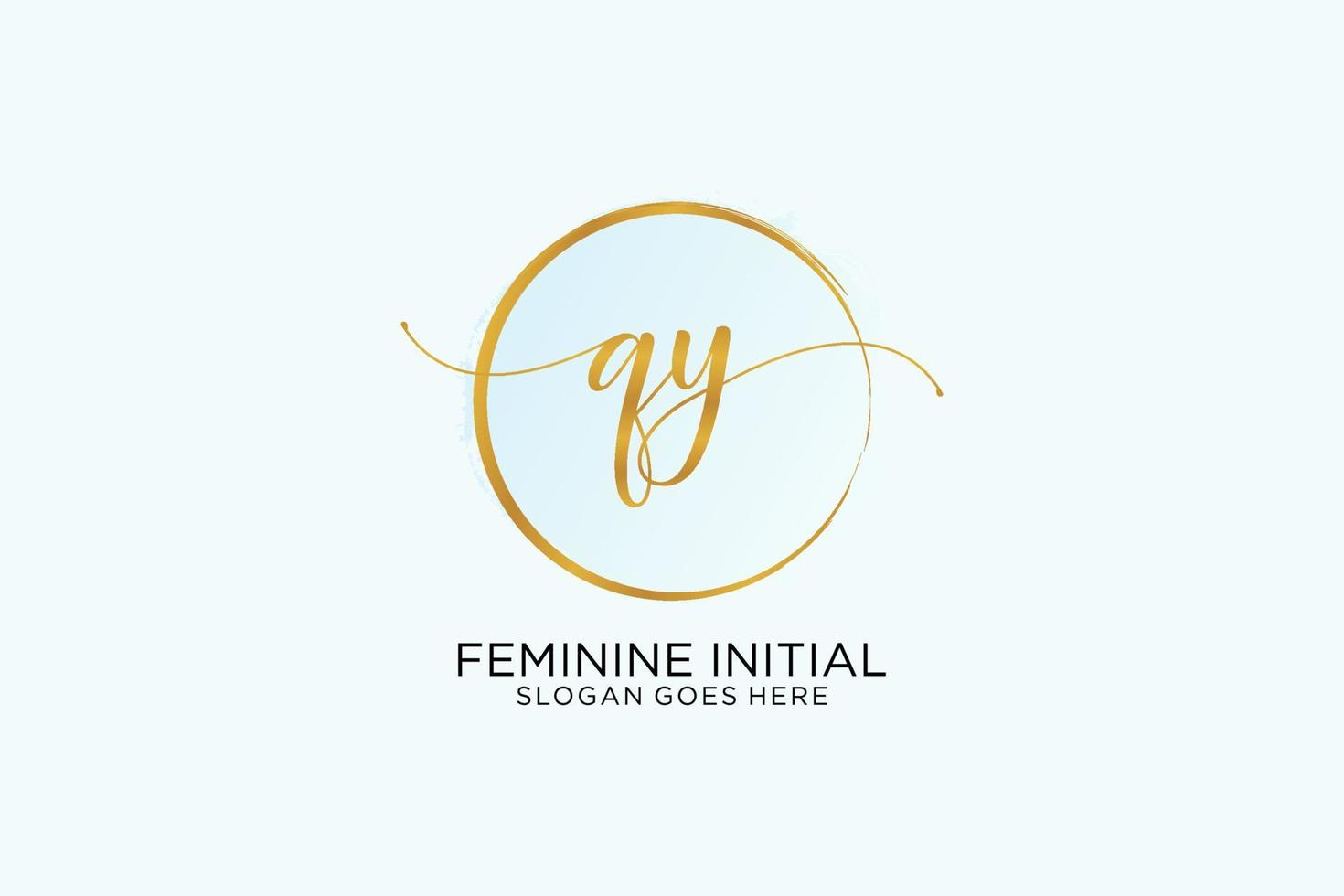 Initial QY handwriting logo with circle template vector signature, wedding, fashion, floral and botanical with creative template.