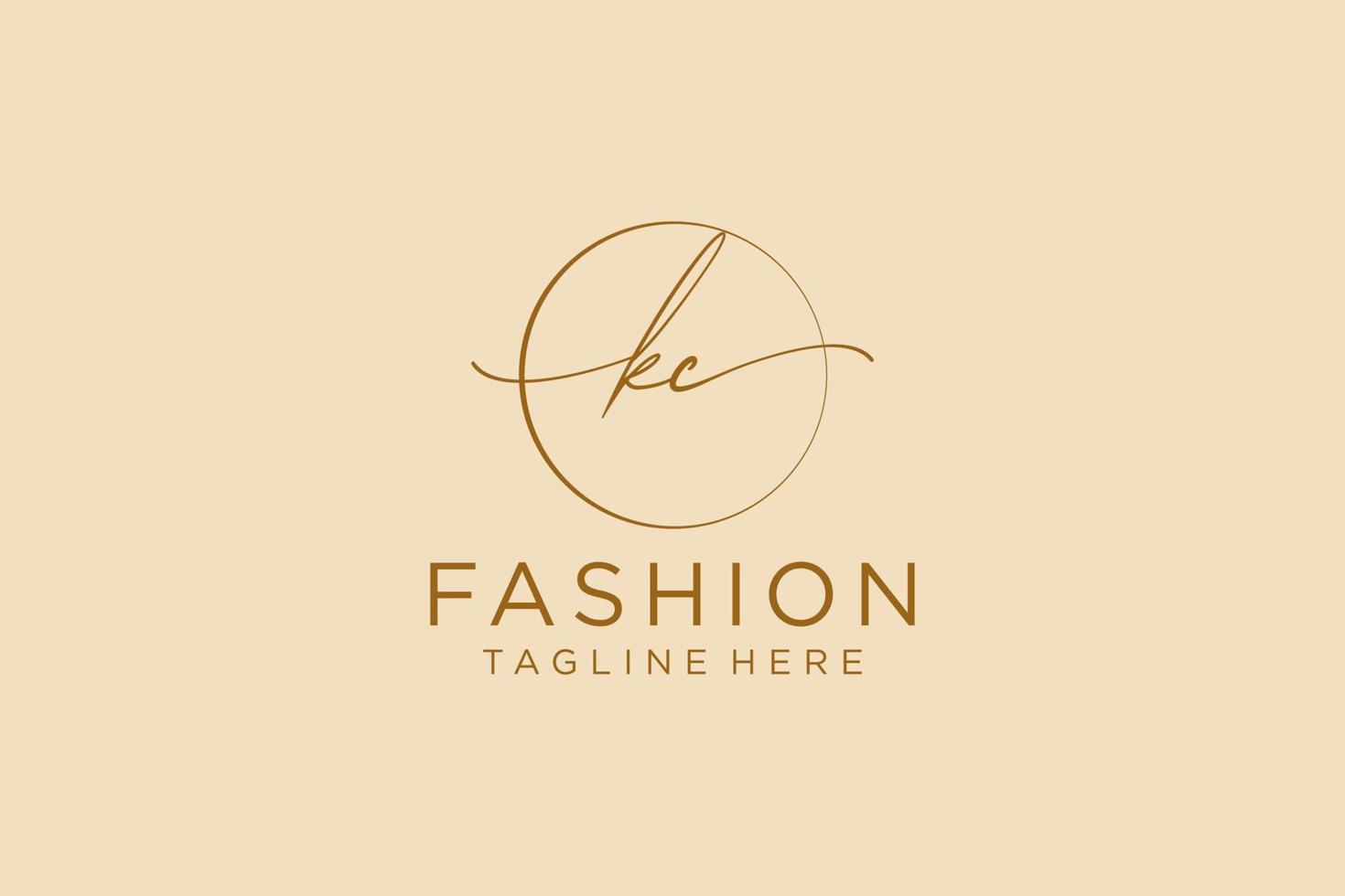 initial KC Feminine logo beauty monogram and elegant logo design, handwriting logo of initial signature, wedding, fashion, floral and botanical with creative template. vector