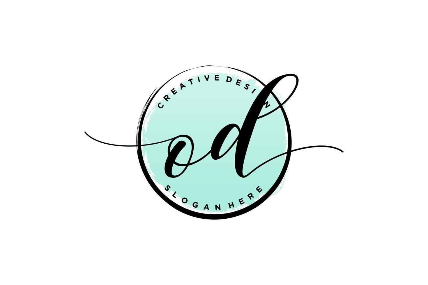 Initial OD handwriting logo with circle template vector signature, wedding, fashion, floral and botanical with creative template.