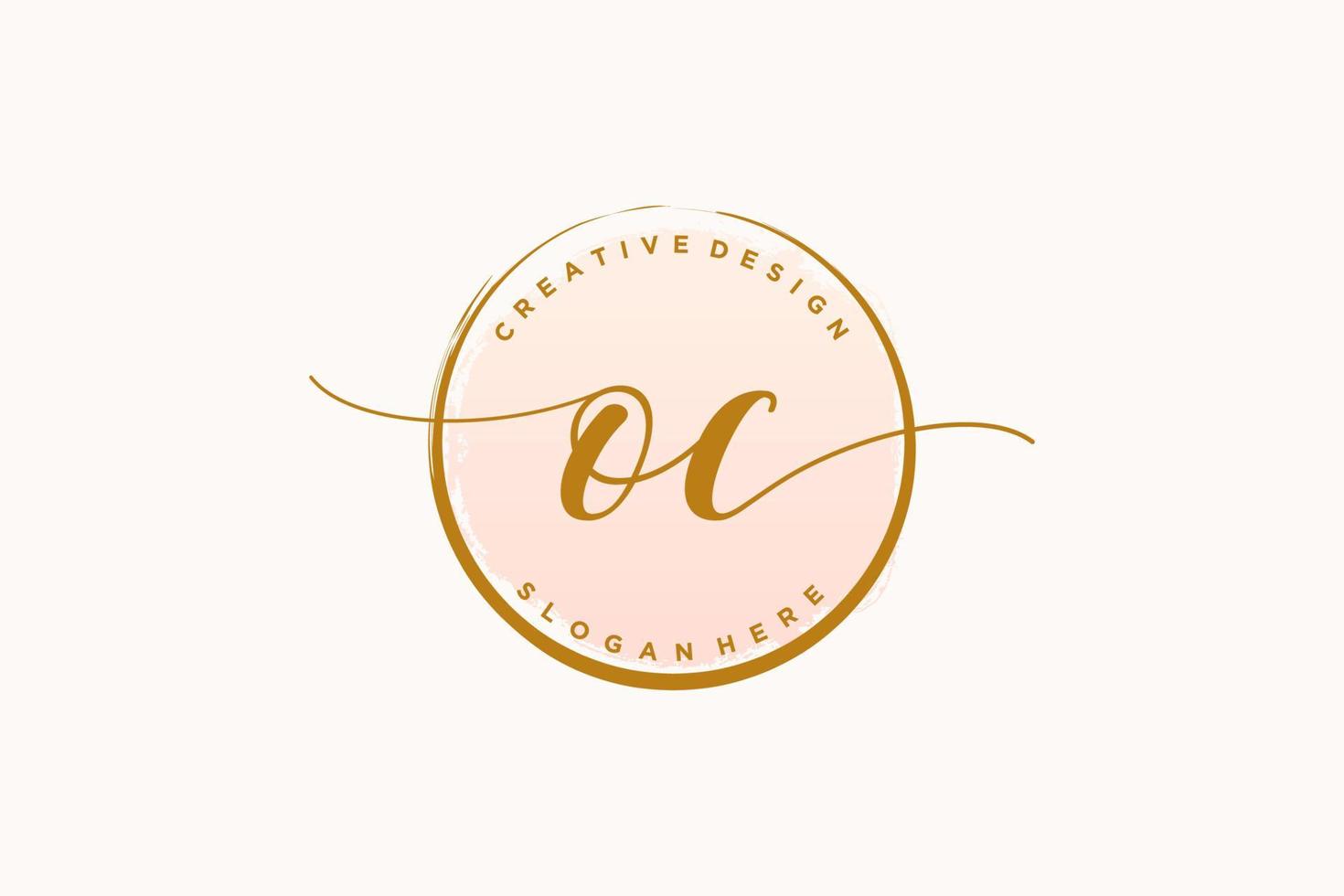 Initial OC handwriting logo with circle template vector signature, wedding, fashion, floral and botanical with creative template.