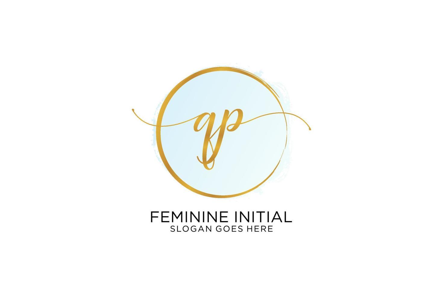 Initial QP handwriting logo with circle template vector signature, wedding, fashion, floral and botanical with creative template.