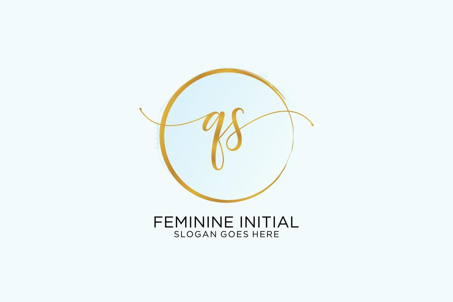 Initial QS handwriting logo with circle template vector signature, wedding, fashion, floral and botanical with creative template.