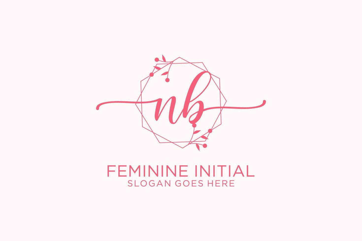 Initial NB beauty monogram and elegant logo design handwriting logo of initial signature, wedding, fashion, floral and botanical with creative template. vector