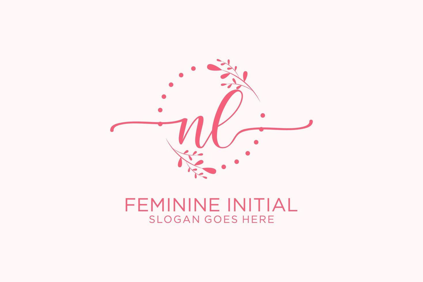 Initial NL beauty monogram and elegant logo design handwriting logo of initial signature, wedding, fashion, floral and botanical with creative template. vector