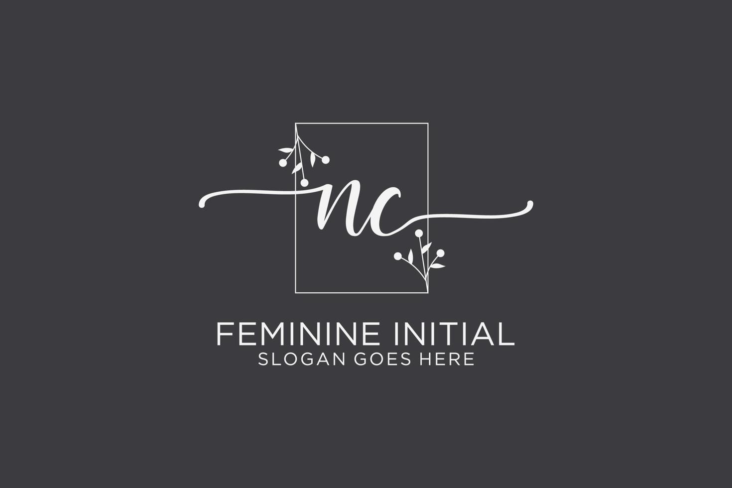 Initial NC beauty monogram and elegant logo design handwriting logo of initial signature, wedding, fashion, floral and botanical with creative template. vector