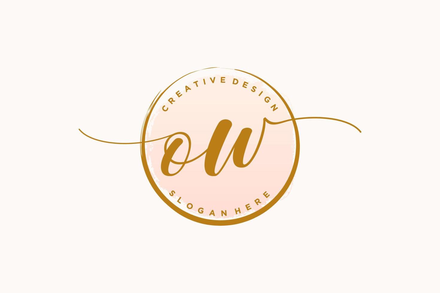 Initial OW handwriting logo with circle template vector signature, wedding, fashion, floral and botanical with creative template.