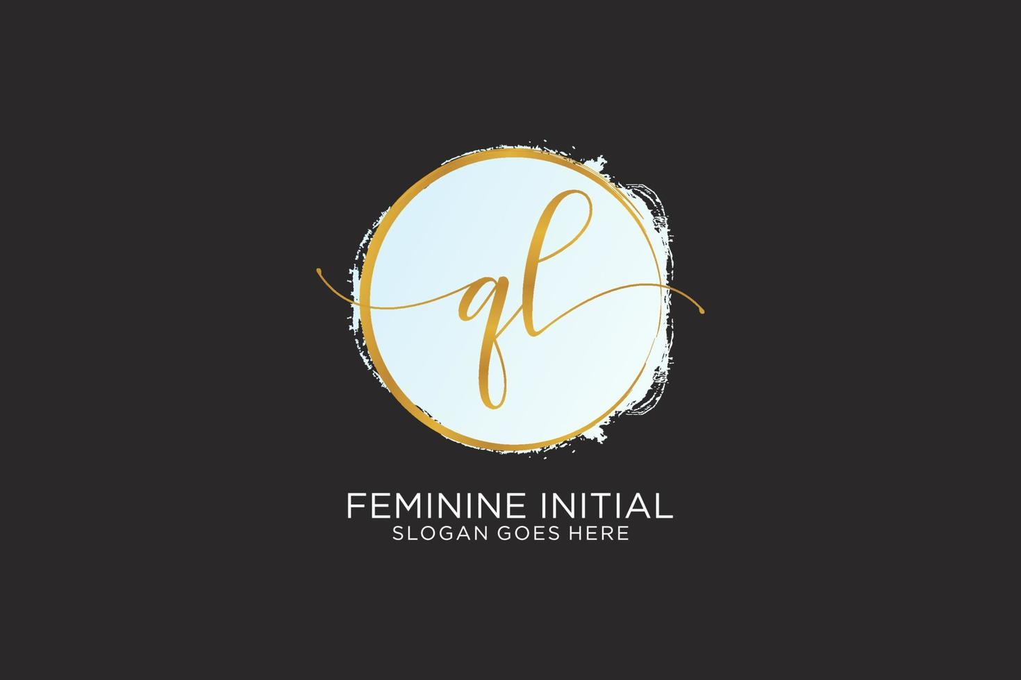 logotipo inicial de escritura a mano ql con firma vectorial de plantilla de círculo, boda, moda, floral y botánica con plantilla creativa. vector