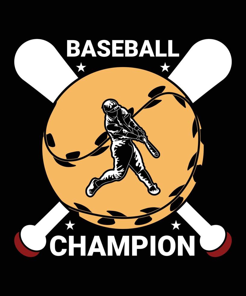 diseño de camiseta de vector de campeón de béisbol