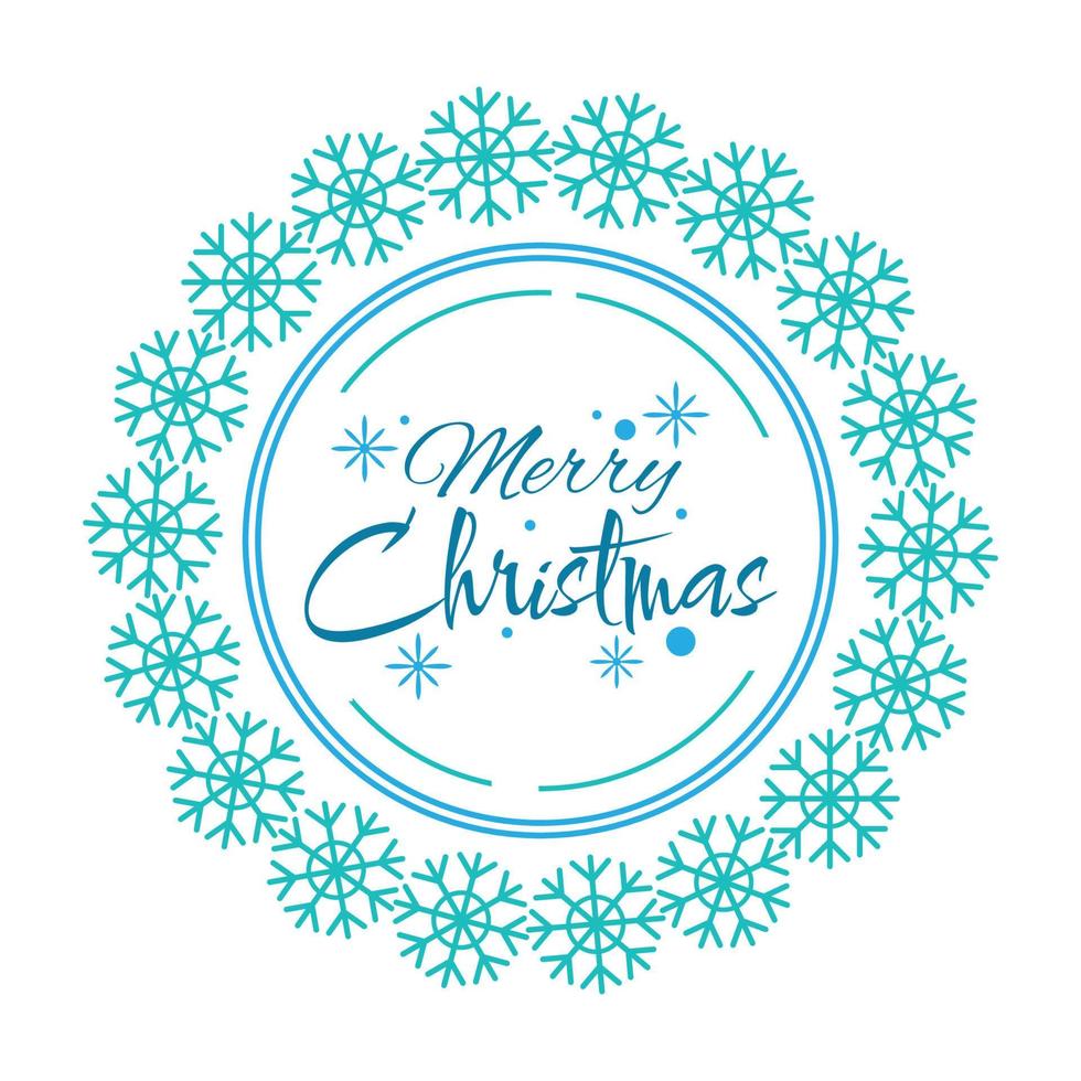 Merry Christmas with Snowflake Border on white background vector