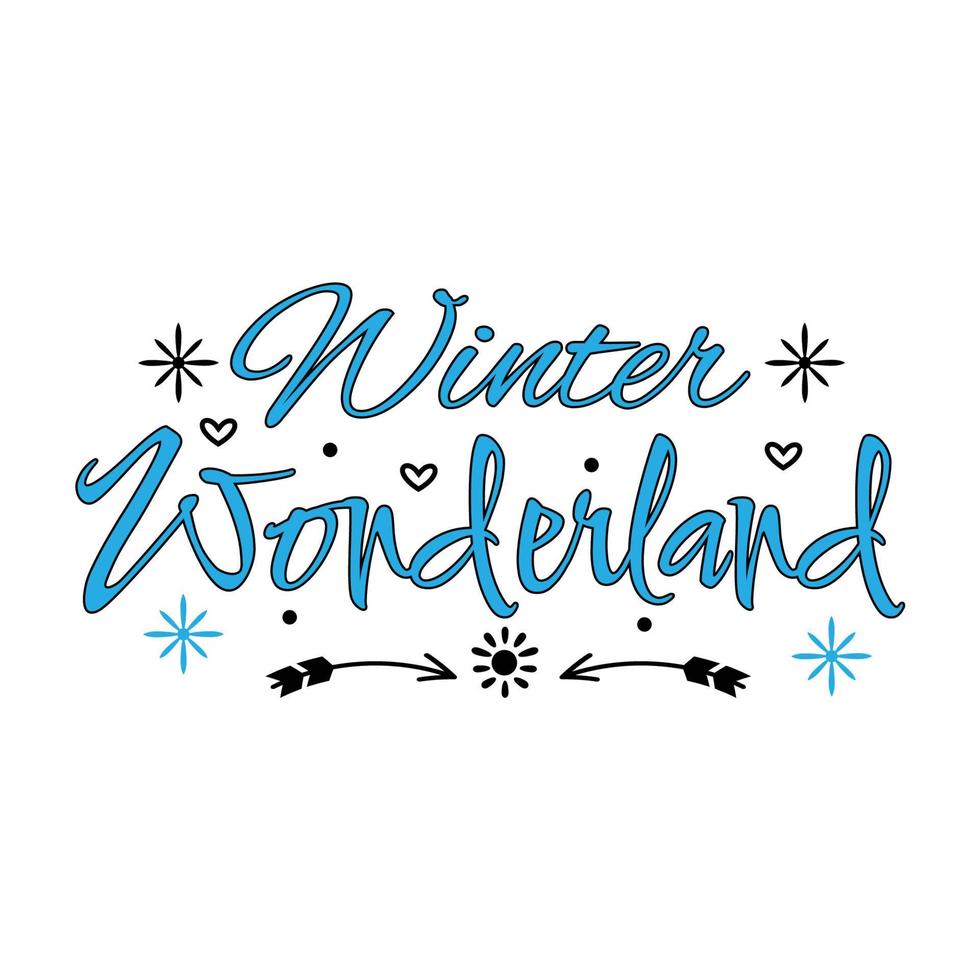 Vector lettering of 'Winter Wonderland' for Happy holidays greeting card