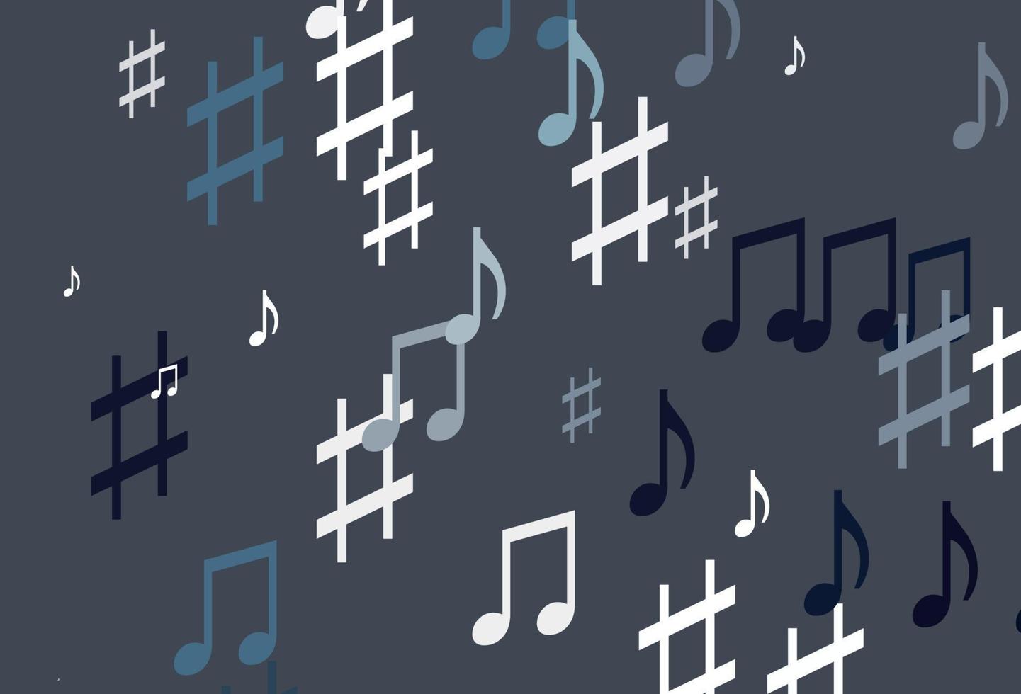 textura de vector azul claro con notas musicales.