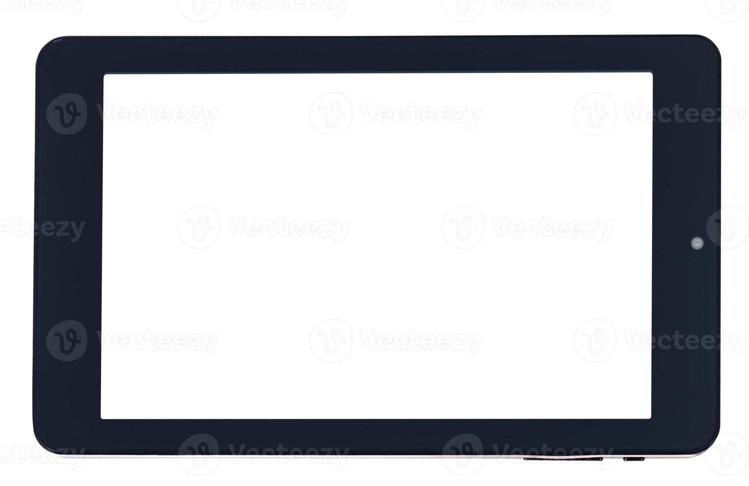 front view of black tablet pc with cut out screen photo