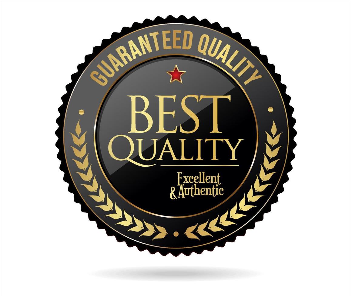 Premium quality gold and black badge retro design vector illustration