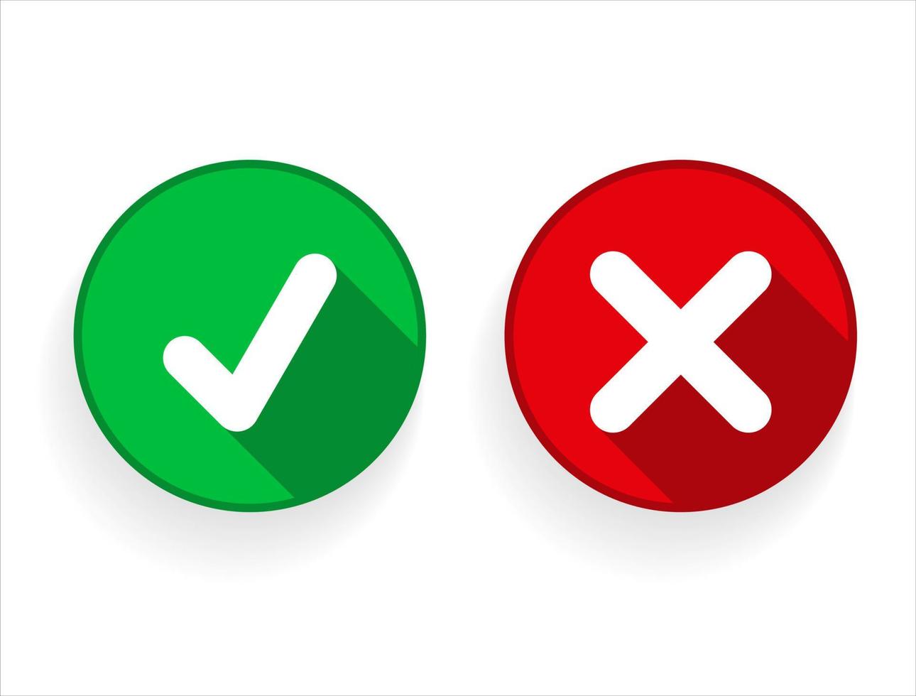 Green check mark and red cross mark icon set vector