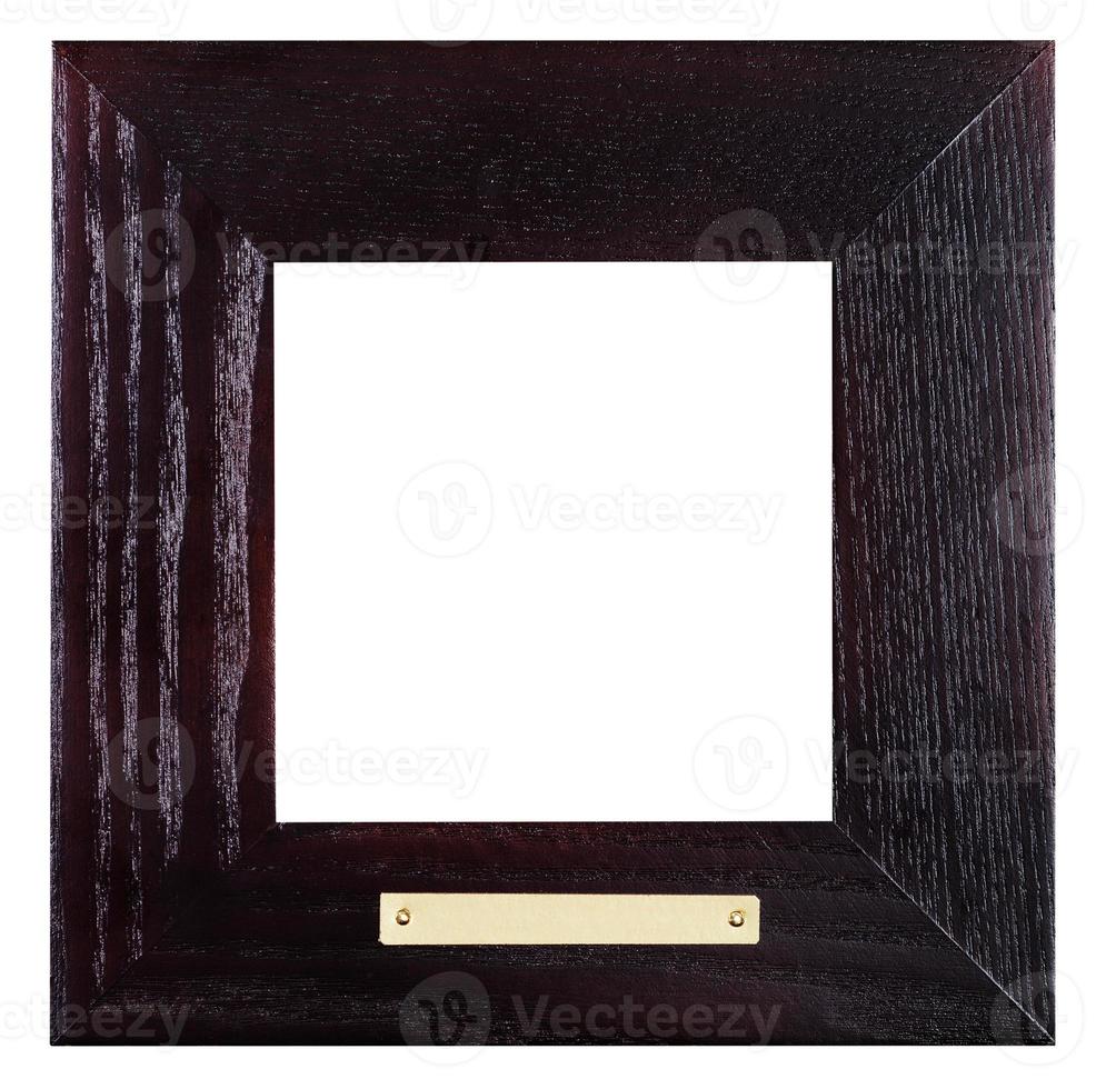 square black wooden picture frame with brass plate photo
