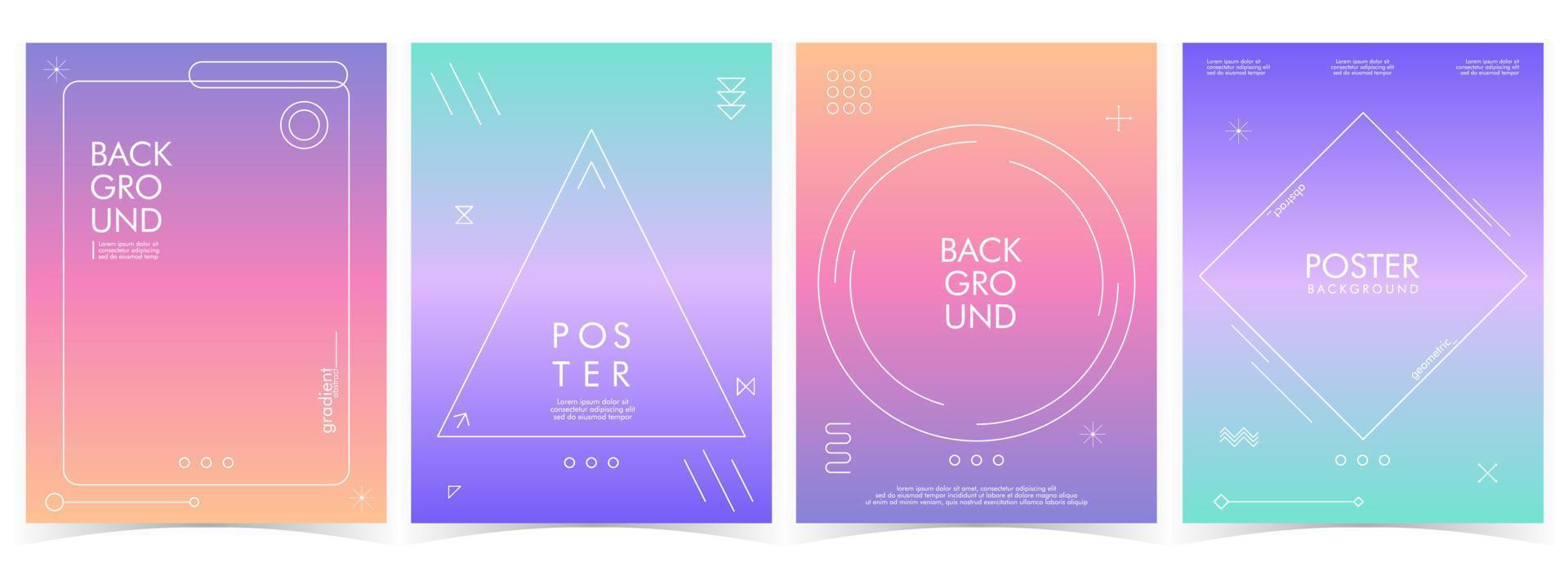 Aesthetic Gradient Pastel Background. Set of 4 modern simple background vector illustration. Suitable for poster, cover, ads, social banner, or flyer